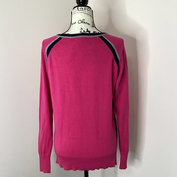 JC Penney Barbie Pink Cotton Wool Blend Pullover Sweater Stripes Sz Large Flawed - Picture 4 of 13